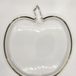 Midcentuey Modern Clear Glass Apple-Shaped Plate Vintage